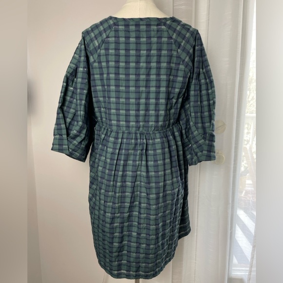NWT Madewell Marianna Puff-Sleeve Mini Dress in Green Plaid Size Medium - Picture 5 of 12
